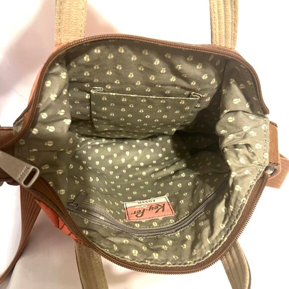 Fossil "Key-Pen" Orange/Peach Quilted Tan Trim Crossbody Purse-Lightweight-Comfy - Picture 14 of 15
